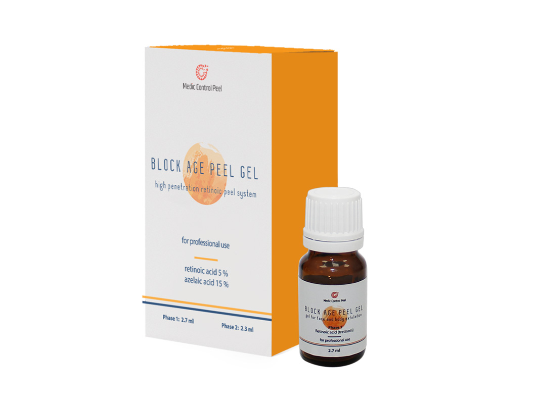 Пилинг BLOCK AGE PEEL GEL комплект: фаза №1 - 2,7 мл – 1фл.; фаза №2 - 2,3 мл – 1фл. стрип-монодаза